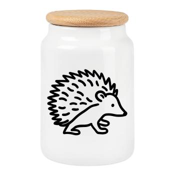 Porc-épic - Boîte à biscuits avec couvercle en bois - blanc - Devant