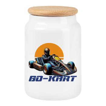 Go-Kart Sonnenaufgang Racer - Keksdose mit Holzdeckel - Weiß - Vorne