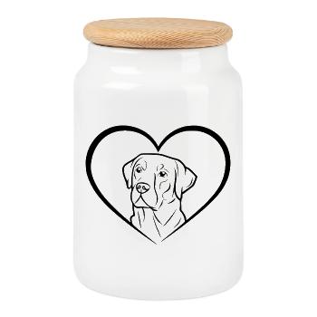 Dessin du Labrador Retriever - Boîte à biscuits avec couvercle en bois - blanc - Devant