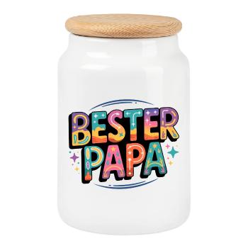 Best Dad - Cookie Jar with Wooden Lid - white - Front