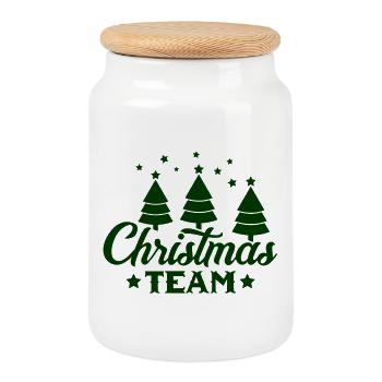 Weihnachts Team  - Keksdose mit Holzdeckel - Weiß - Vorne