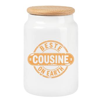 Beste Cousine - Keksdose mit Holzdeckel - Weiß - Vorne