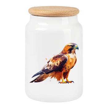 Faucon - Boîte à biscuits avec couvercle en bois - blanc - Devant