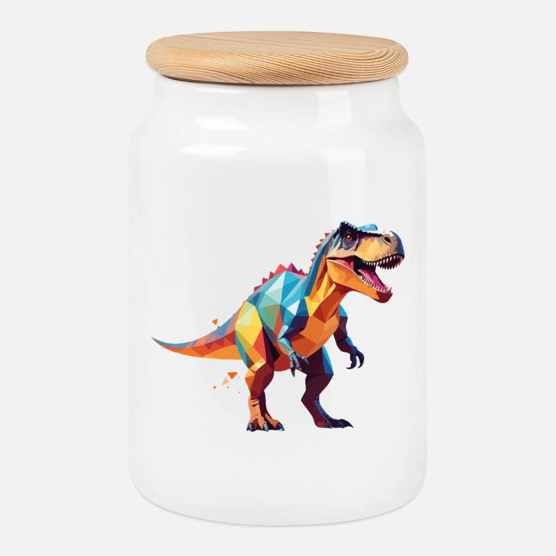 Dino2 - Keksdose mit Holzdeckel - Weiß