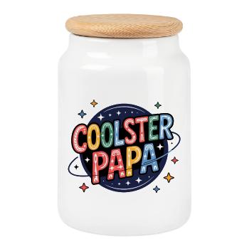 Coolest Dad – Colorful Retro Dad Print - Cookie Jar with Wooden Lid - white - Front