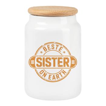 Meilleure sœur - Boîte à biscuits avec couvercle en bois - blanc - Devant