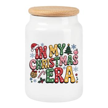 À l’époque de Noël - Boîte à biscuits avec couvercle en bois - blanc - Devant