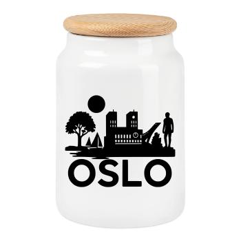 oslo silhouette wahrzeichen - Keksdose mit Holzdeckel - Weiß - Vorne