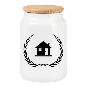 House Symbol Home Wreath - Cookie Jar with Wooden Lid - white - Front