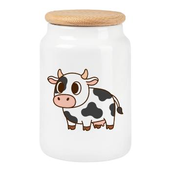 Cow - Cookie Jar with Wooden Lid - white - Front