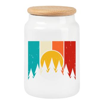 Hiking Hiker Mountaineer Gift - Cookie Jar with Wooden Lid - white - Front