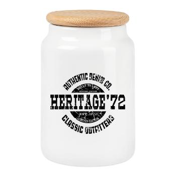 Heritage ’72 Authentic Denim Co. Vintage Style - Cookie Jar with Wooden Lid - white - Front