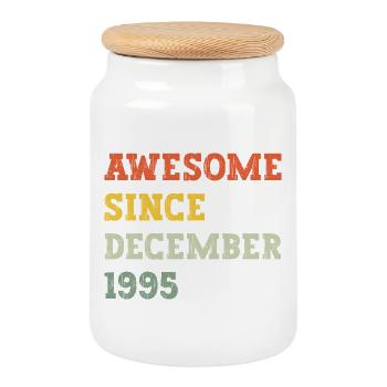 1995 Dezember Geburtstagsgeschenk - Keksdose mit Holzdeckel - Weiß - Vorne
