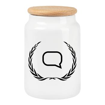 Speech bubble wreath - Cookie Jar with Wooden Lid - white - Front