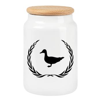 Duck Animal Wreath - Cookie Jar with Wooden Lid - white - Front