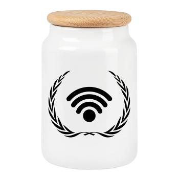 Wlan Internet Kranz - Keksdose mit Holzdeckel - Weiß - Vorne