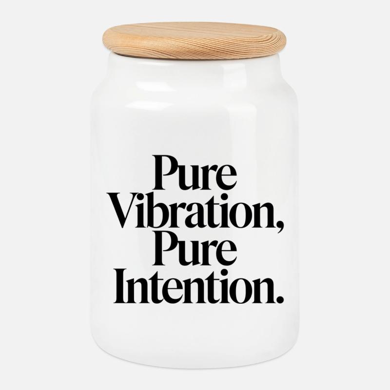 Vibrations pures, intentions claires - Boîte à biscuits avec couvercle en bois - blanc