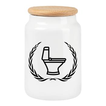 Toilet Toilet Wreath - Cookie Jar with Wooden Lid - white - Front