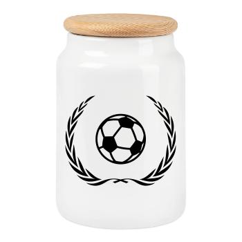 Fussball Symbol Kranz - Keksdose mit Holzdeckel - Weiß - Vorne