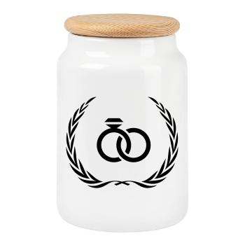 Bague de mariage Bague - Boîte à biscuits avec couvercle en bois - blanc - Devant