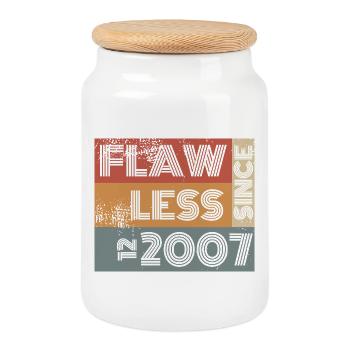 18. Anniversaire Sans défaut depuis 12/2007 - Boîte à biscuits avec couvercle en bois - blanc - Devant