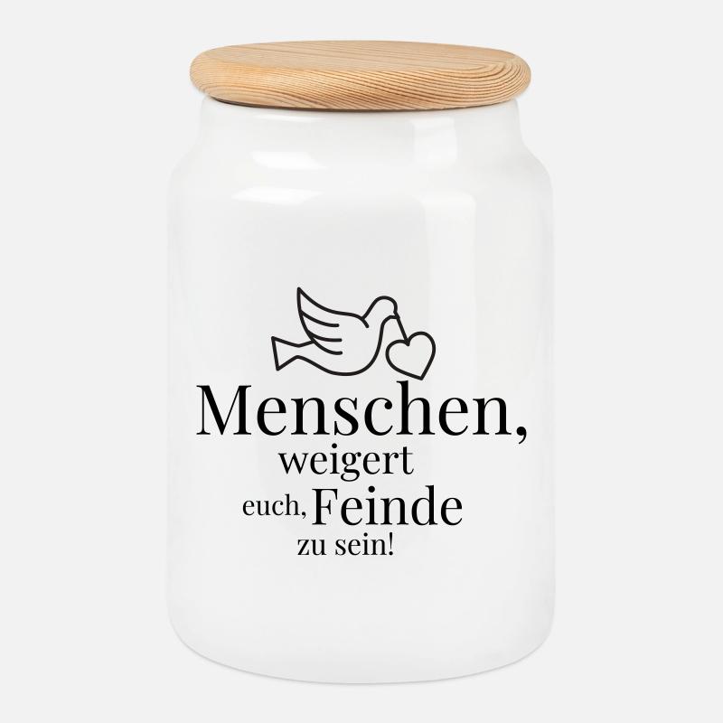 Peuple, refusez d’être ennemis ! - Boîte à biscuits avec couvercle en bois - blanc