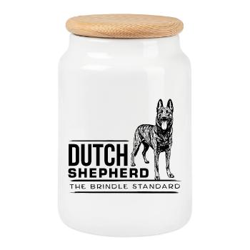 Berger hollandais - Dutchie - Boîte à biscuits avec couvercle en bois - blanc - Devant