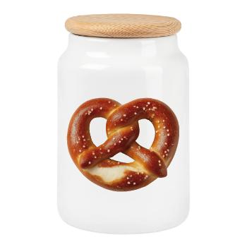 Bretzel - Boîte à biscuits avec couvercle en bois - blanc - Devant