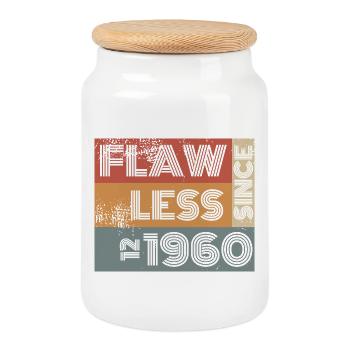 65. Birthday Flawless since 12/1960 - Cookie Jar with Wooden Lid - white - Front
