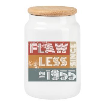 70e anniversaire Parfait depuis le 12/1955 - Boîte à biscuits avec couvercle en bois - blanc - Devant