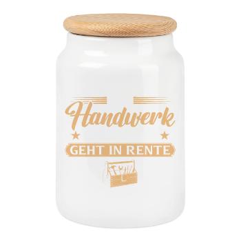 Kollege Abschied - Handwerker in Rente - Keksdose mit Holzdeckel - Weiß - Vorne
