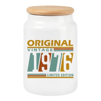 Original Vintage 1976 Limited Edition 50 Years - Keksdose mit Holzdeckel - Weiß - Vorne