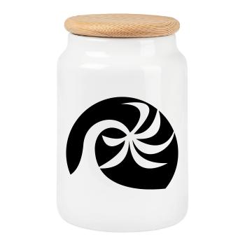 Palm beach - Cookie Jar with Wooden Lid - white - Front