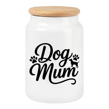 Cadeau de la fête des mères pour l’amateur d’empreintes de patte de chien - Boîte à biscuits avec couvercle en bois - blanc - Devant