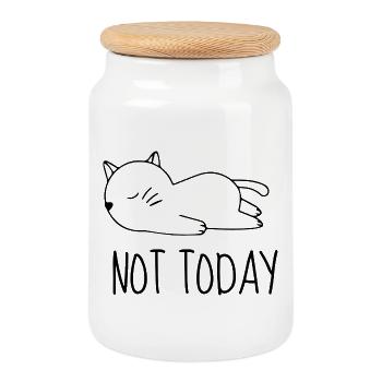 Not today chat humour - Cookie Jar with Wooden Lid - white - Front
