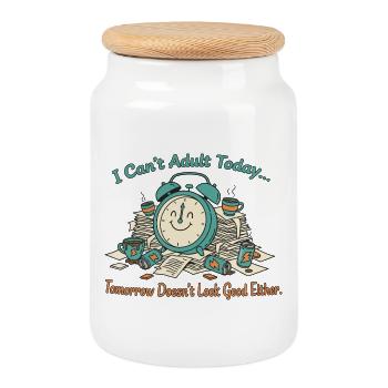 Je ne peux pas être adulte aujourd’hui chaos - Boîte à biscuits avec couvercle en bois - blanc - Devant