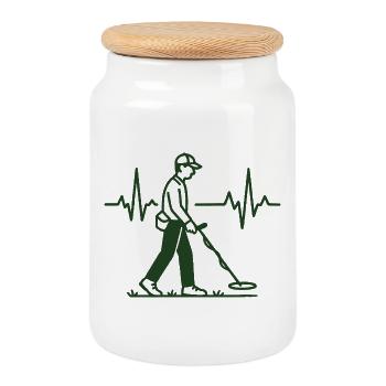 Chasseur de trésors Détection de Métaux Battement de Cœur - Boîte à biscuits avec couvercle en bois - blanc - Devant