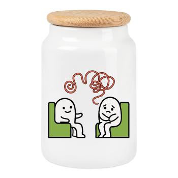 Psychotherapy – Psyche Illustration - Cookie Jar with Wooden Lid - white - Front
