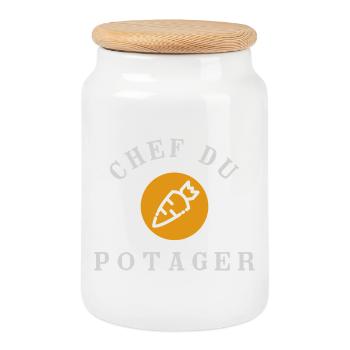 Chef du Potager Design Humorous Gardening - Cookie Jar with Wooden Lid - white - Front