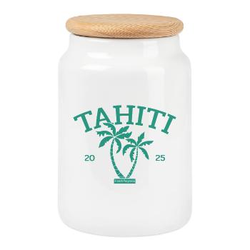 Tahiti - Palmiers - Palmiers - Polynésie française Beach - Boîte à biscuits avec couvercle en bois - blanc - Devant