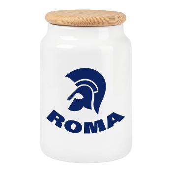 Rome - Cookie Jar with Wooden Lid - white - Front