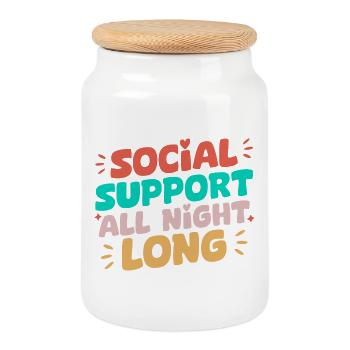 Social Worker Quote Support All Night Long Social - Keksdose mit Holzdeckel - Weiß - Vorne