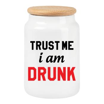 Trust Me I'm Drunk - Alcohol - Cookie Jar with Wooden Lid - white - Front