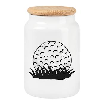 Balle de golf - Boîte à biscuits avec couvercle en bois - blanc - Devant