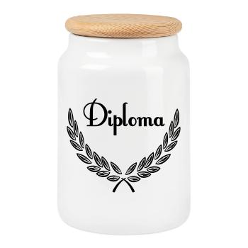 diplôme - Boîte à biscuits avec couvercle en bois - blanc - Devant