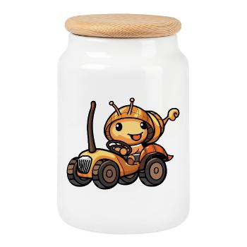 Éleveur de tracteurs à escargots - Boîte à biscuits avec couvercle en bois - blanc - Devant