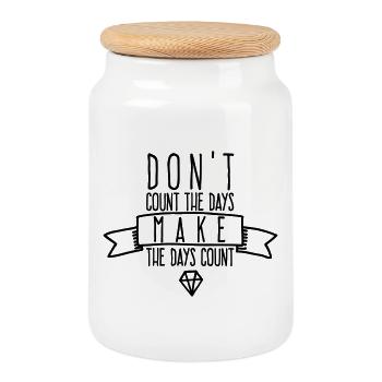 Make The Days Count - Motivation Precious Time - Cookie Jar with Wooden Lid - white - Front