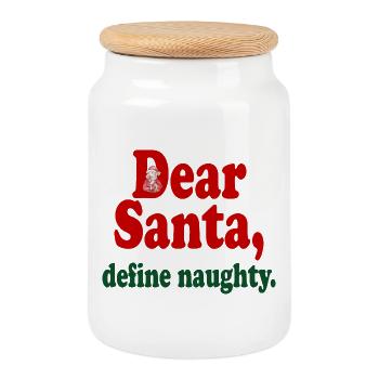 Cher Père Noël, définis coquin - Boîte à biscuits avec couvercle en bois - blanc - Devant