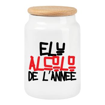 Alkoholiker des Jahres / Alkohol / Humor - Keksdose mit Holzdeckel - Weiß - Vorne
