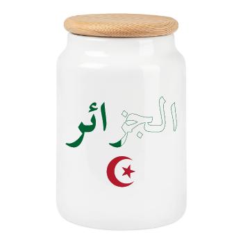 Algerien BZ-Flagge - Keksdose mit Holzdeckel - Weiß - Vorne